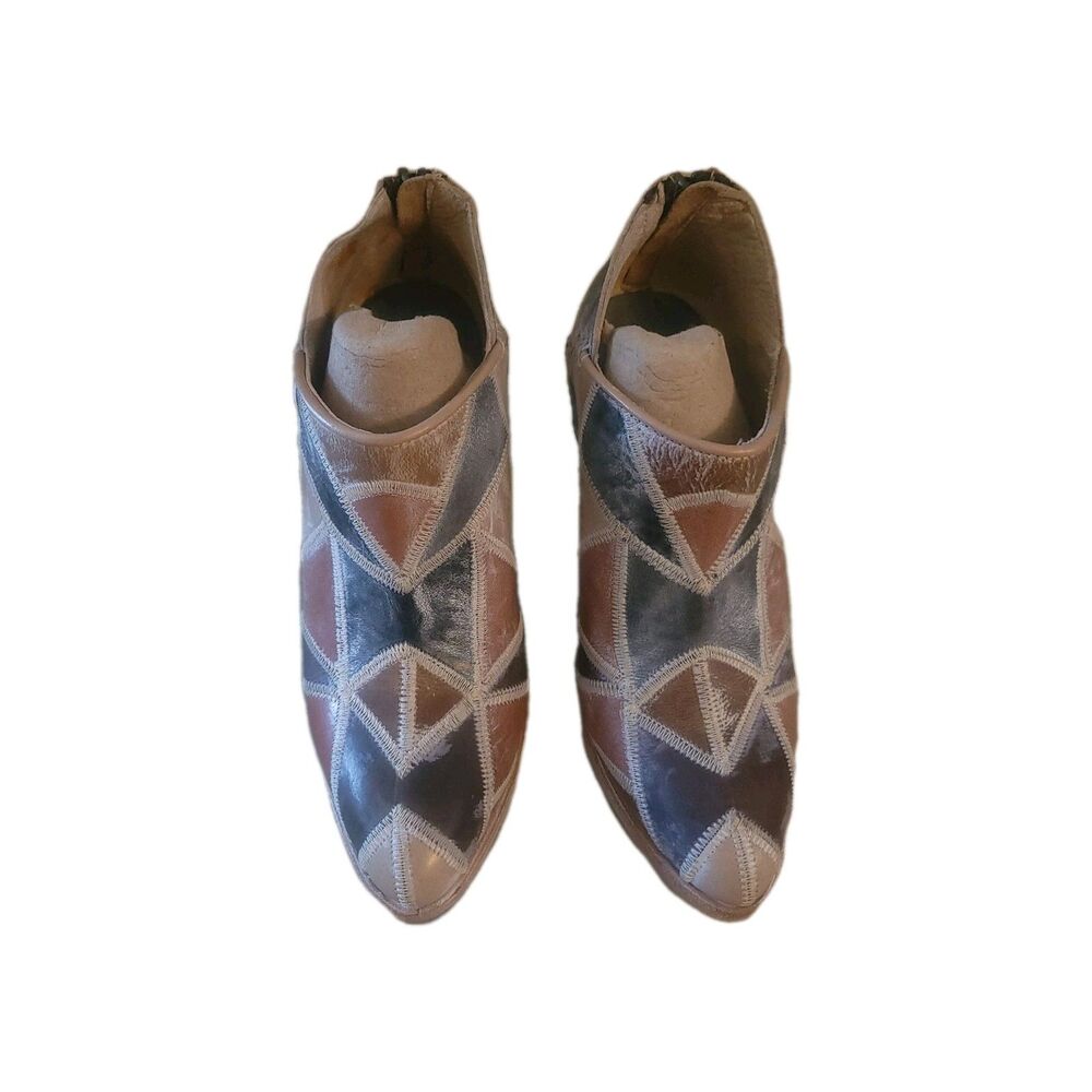 Freebird By Steven Steel Leather Boho Ankle Boot Blue Multi Size 8 - Picture 3 of 10
